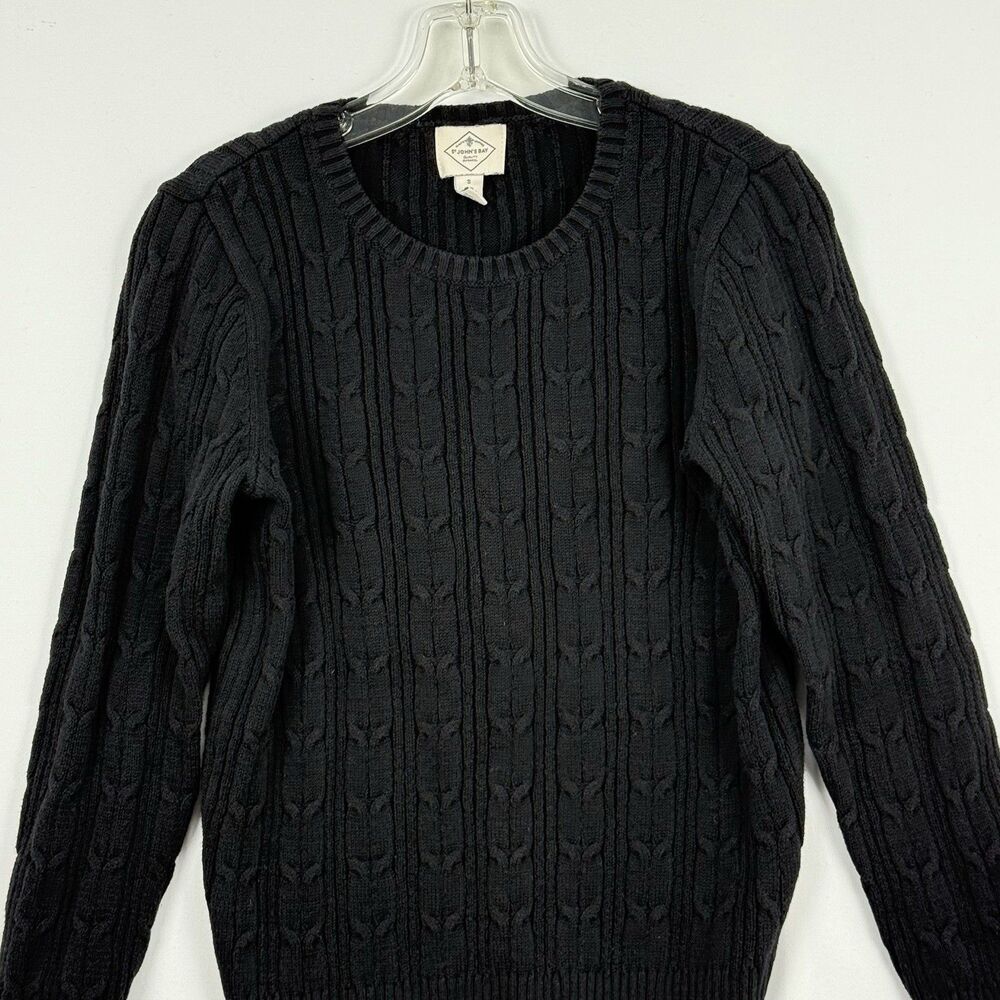 St John's Bay Women's Long Sleeve Cable Knit Sweater Size Small Black